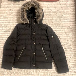 Marmot black with hood puffer jacket